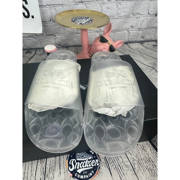 Coach Brand Ulyssa Clear Rubber Slides Slip On Slippers Womens Size 10 NEW W/BOX - Picture 2 of 7